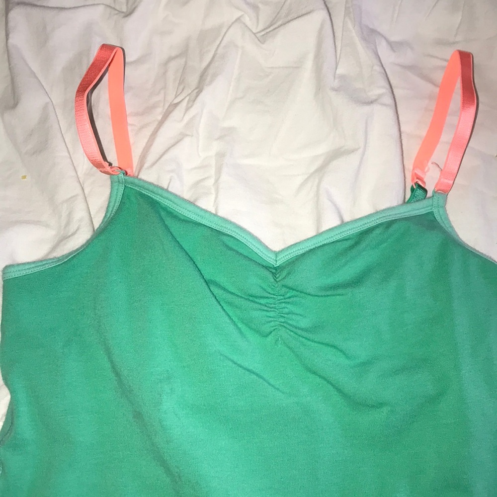 Green spaghetti strap tank